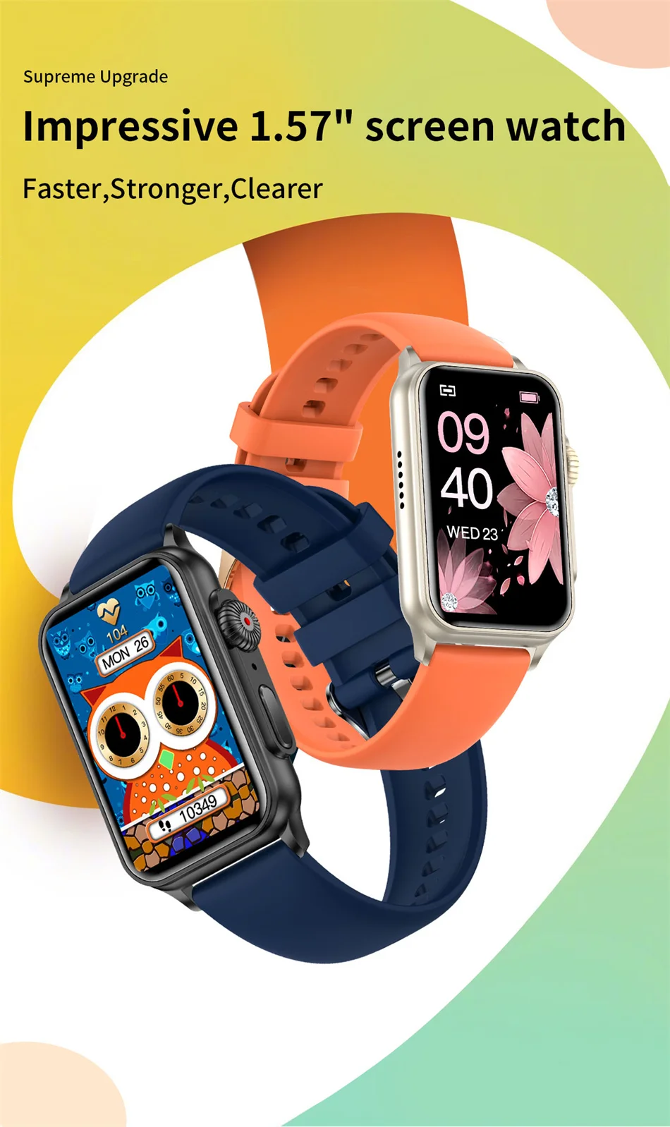 Smart Sports Watch 1.57Inch HD Screen Heart Rate Fitness Tracker AI Voice Assistant HD Bluetooth SmartWatch Men Women_voghion.com