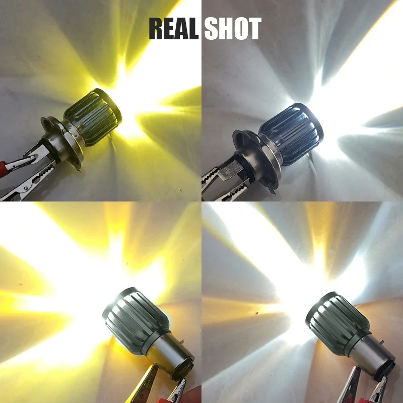 Motorcycle Headlight 1pc H4 H6 BA20D LED Motorcycle Headlight Bulb Moto Spotlights CSP Lens White Yellow Hi Lo Lamp Scooter Fog Lights