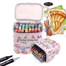 

Canetinha à base de álcool bajotian 12/40/60/80 cores, caneta marcadora de esboço com cabeça dupla para desenho,