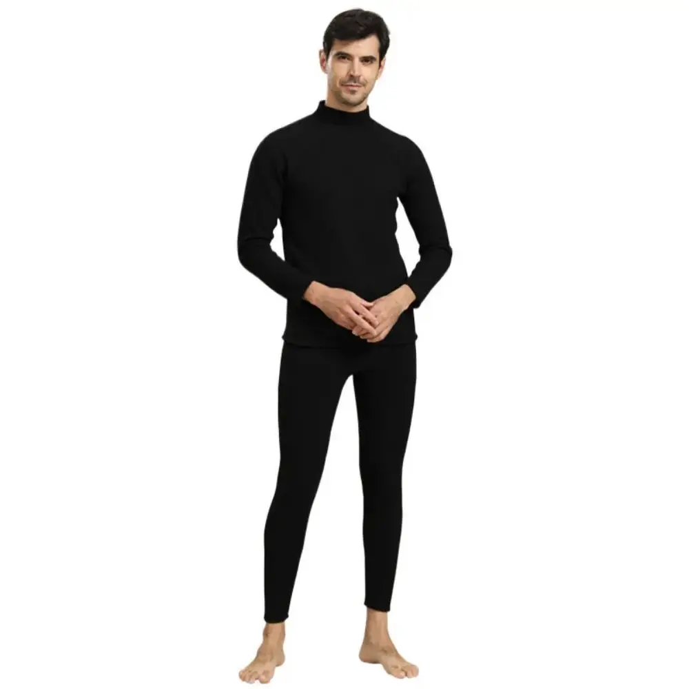 Thermal Underwear Men's Women's Base Shirt Heating Padded Fleece Lined Long Underwear Long Johns Rabbit Cashmere Couple Suit