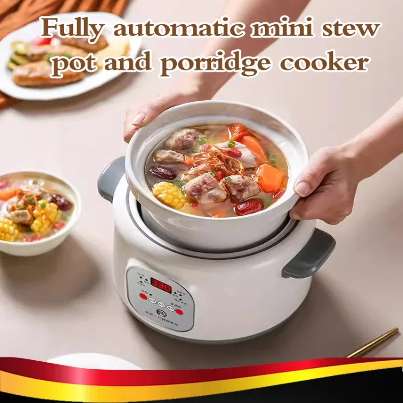 Ceramic Electric Stew Cooker Multifunctional pot for baby food 1.8L white porcelain liner purple sand type