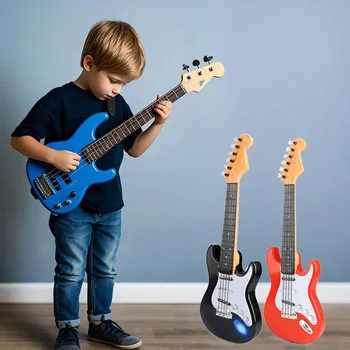 45cm Guitar Toy for Kids Portable Electronic Instrument Toy Children 4 Strings Electric Guitar Musical Instruments Music Toys