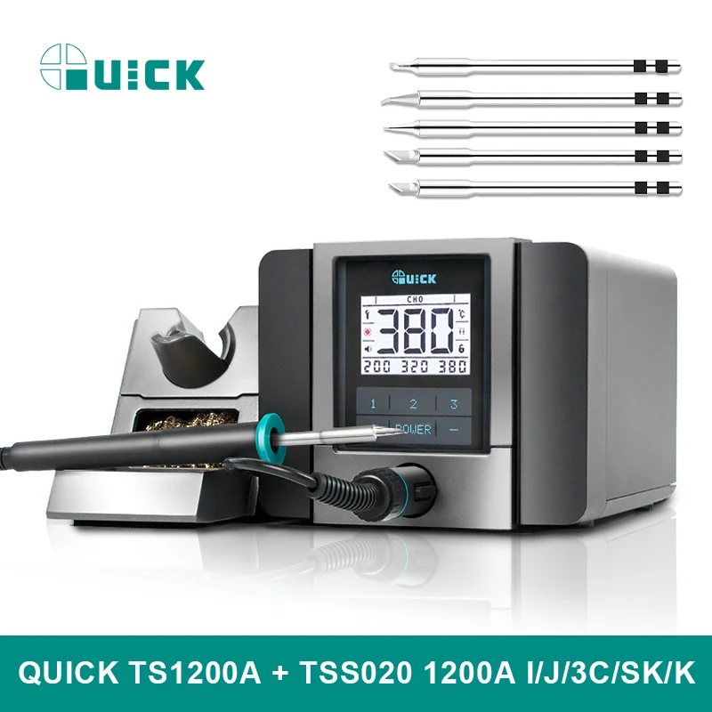 Quick TS1200A Lead Free BGA Soldering Iron Station LED Display with One Soldering Tip for Phone Motherboard Repair