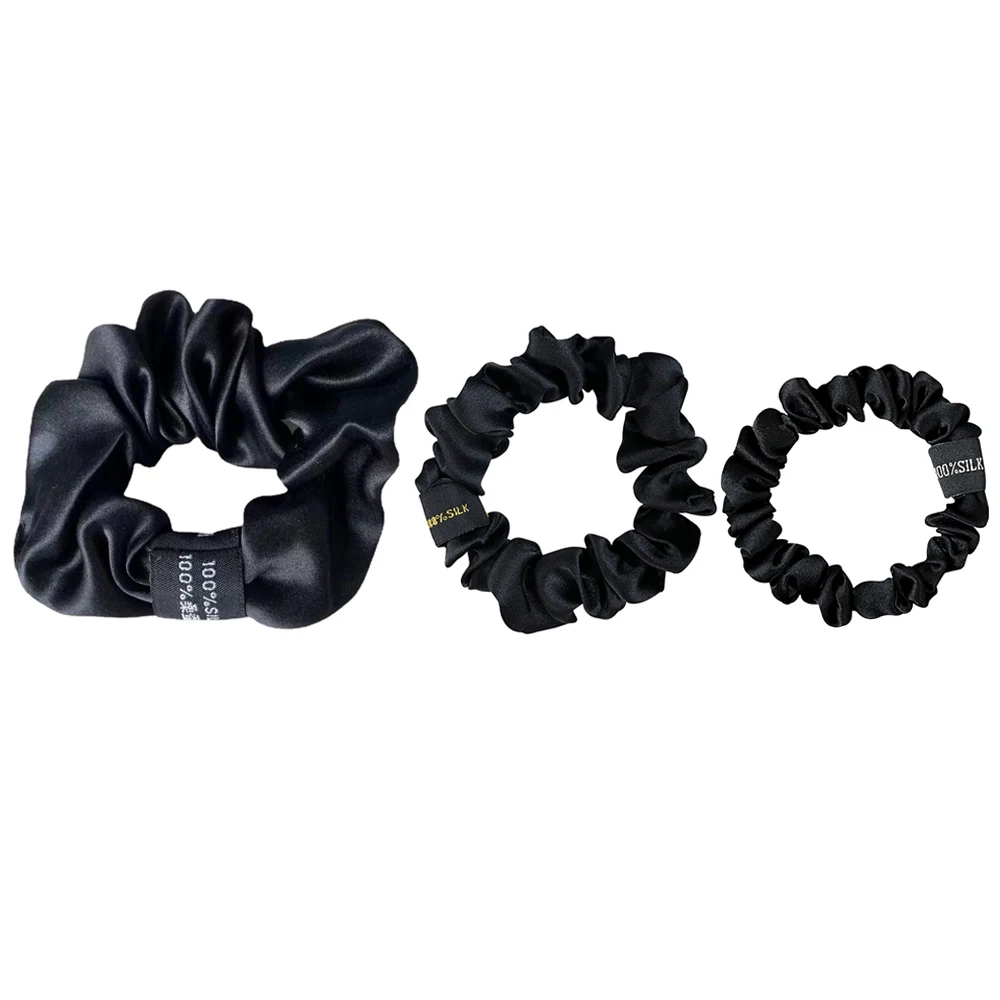 3PCS 100% Pure Mulberry Silk Scrunchies Hair Bands Ties Headband Elastics Ponytail Holders for Women Girls 19 Momme 1.5-3.5CM 13cm women diy purse frame metal bag making clasp hardware perfume bottle shape kiss buckle 3pcs lot