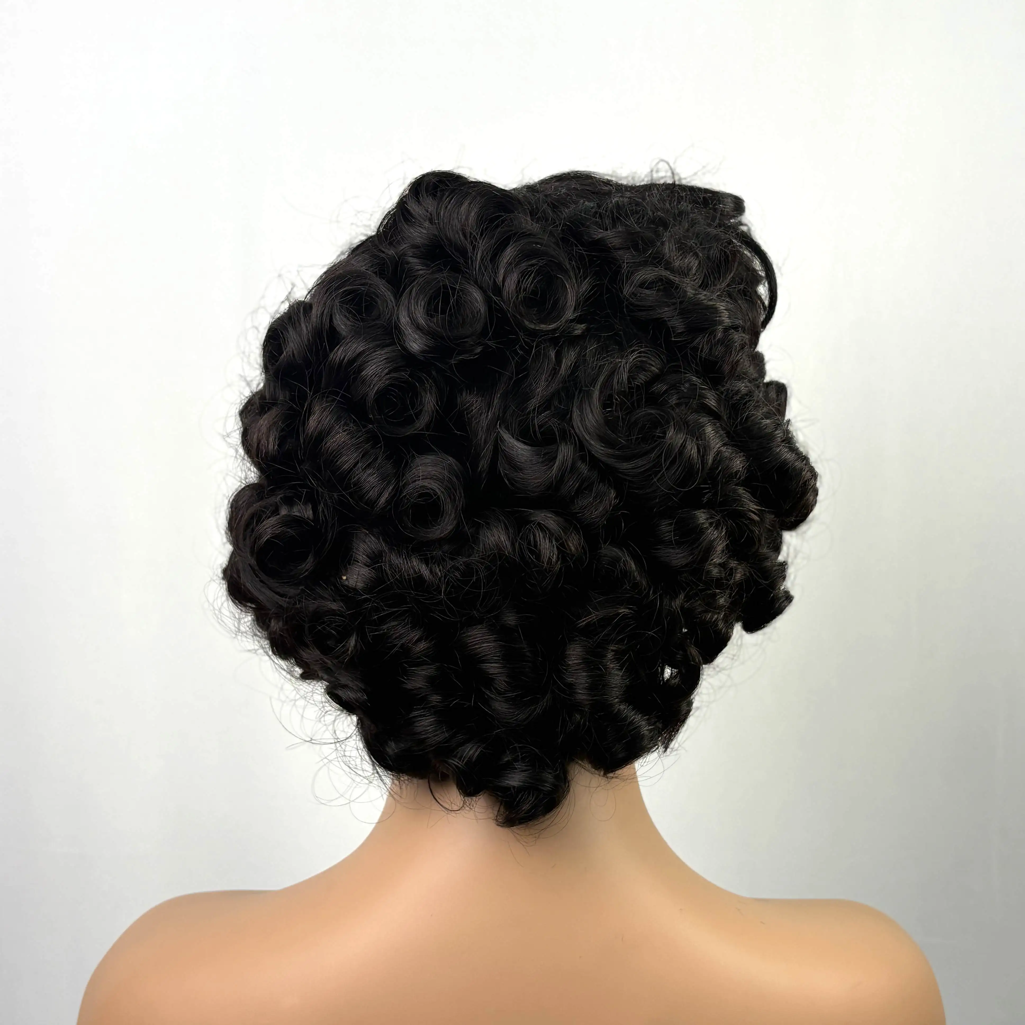 Short Side Part Loose Fumi Bob Wig Human Hair Wigs 250% 4x4 Transparent Lace Closure Colored Bouncy Curly Bob Wigs for Women 3