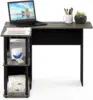 L Shape Computer Desk with Bookshelf French Oak Grey Black 4