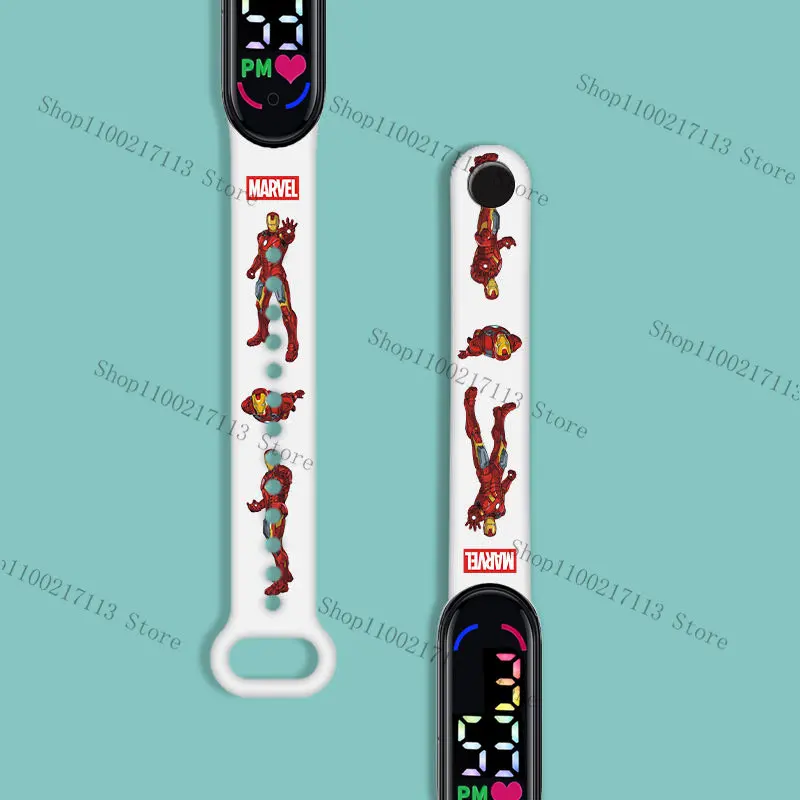 New cartoon Children's Watch Anime figure spiderman Iron Man Print LED Electronic Waterproof Sports Bracelet Watch kids gifts 5