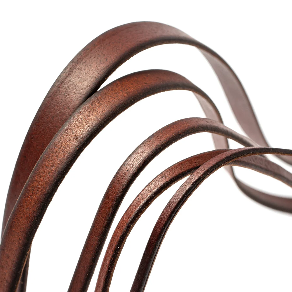 2m flache echte braune Leders chnur echte Streifen für Armband Halsreif Schlüssel bund Schmuck DIY Uhren armband Geldbörse Handwerk Herstellung Zubehör – Detail 5