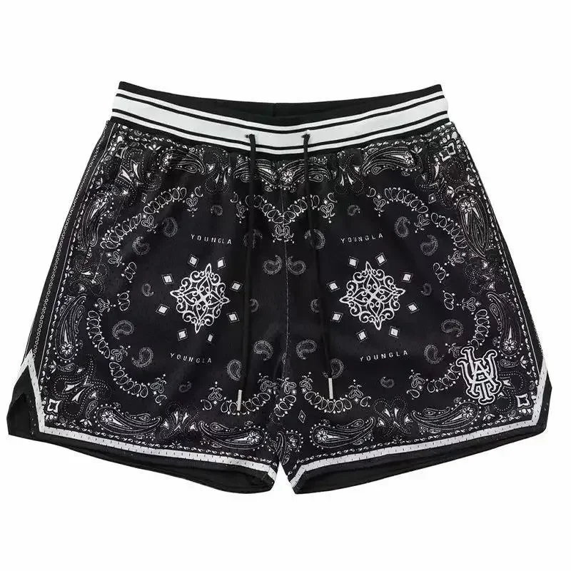 American Style Young Waist Fruit Flower Shorts Men's Summer Mesh Breathable Quick Dry Sports Casual Basketball Knee-length Pants