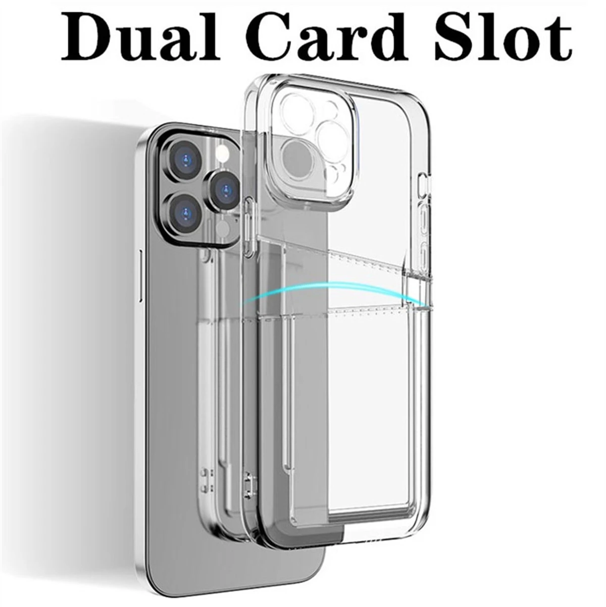 Dual Card Slot Wallet Transparent Shockproof Case For iPhone 13 12 Mini 11 Pro XS Max X XR 7 8 Plus SE 2 Clear Wallet Soft Cover iphone 11 Pro Max  lifeproof case