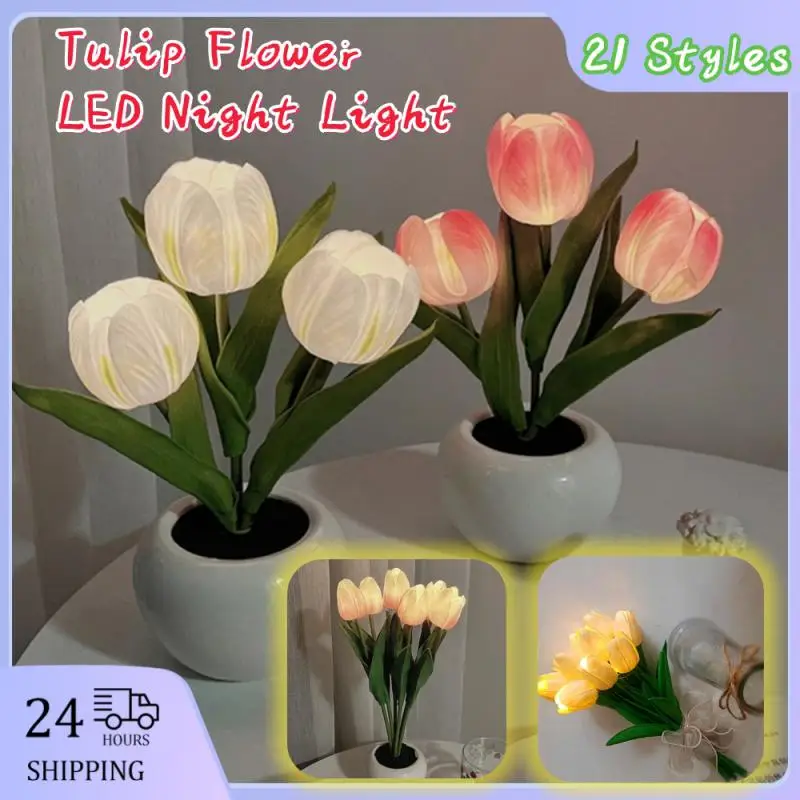 

Light Romantic Table Lamp Night Light Bouquet Home Decor Lamp Bedroom Decorative Tulip