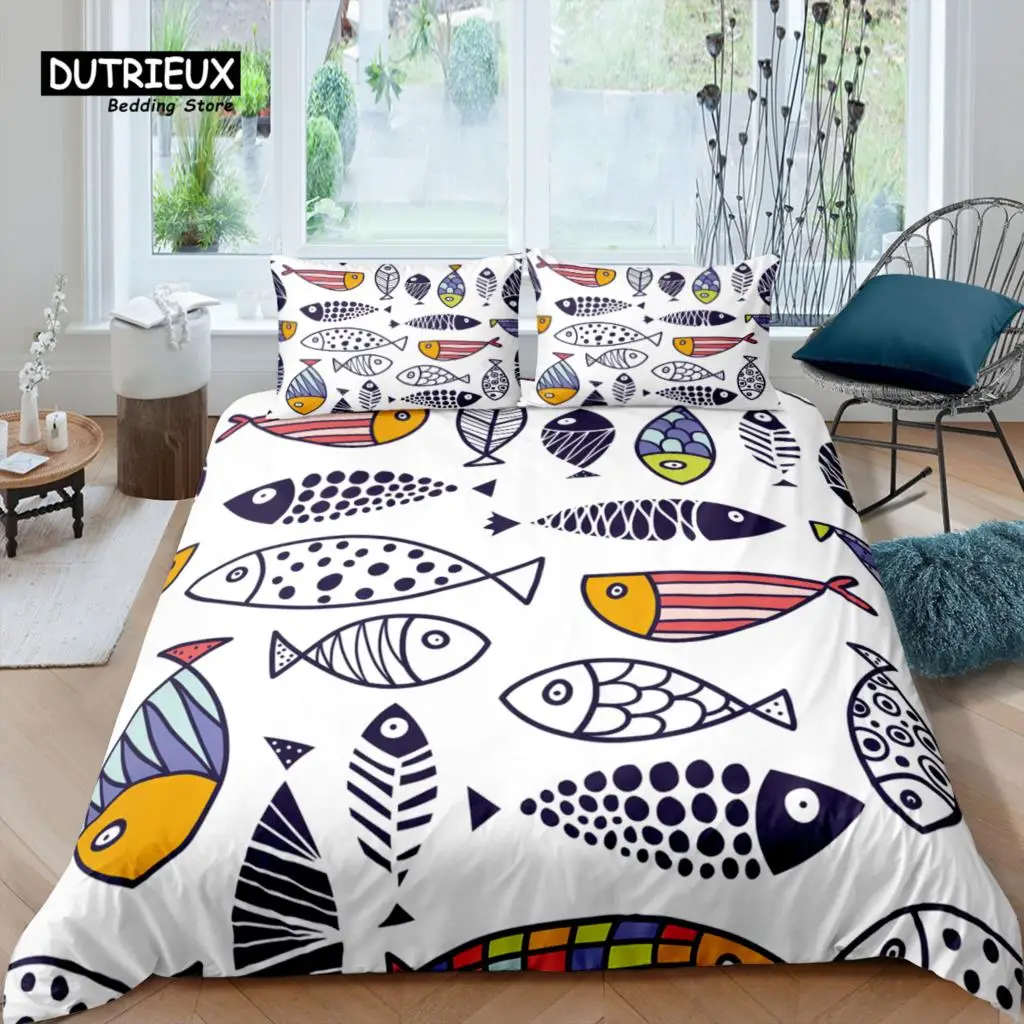 

Home Living Luxury 3D Fish Bedding Set Tropical Fish Duvet Cover Pillowcase Queen and King EU/US/AU/UK Size Comforter Bedding