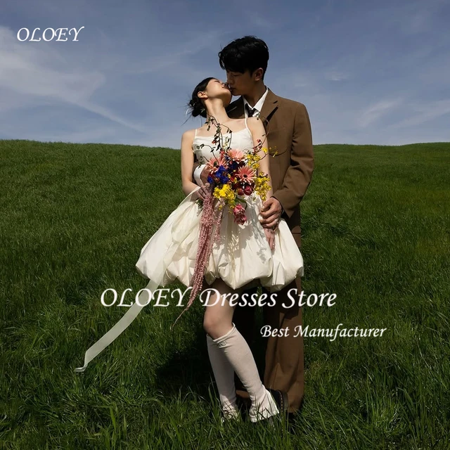 OLOEY Spaghetti Straps Mini Wedding Party Dresses Photo Shoot A Line Lovely Bridal Gown Above knee Customized Gown for Bride 1