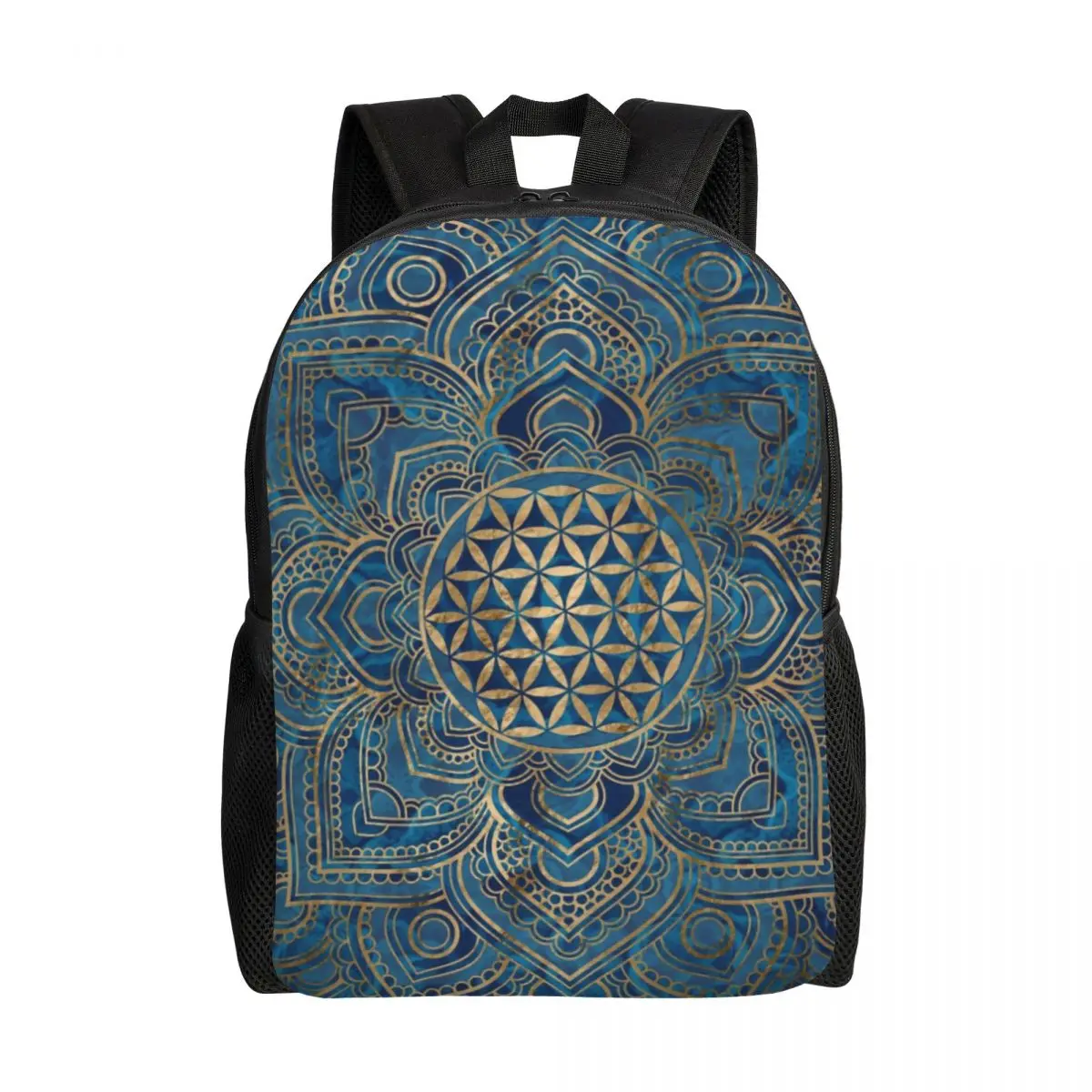 

Flower Of Life In Lotus Mandala Backpack for Men Women College School Students Bookbag Fits 15 Inch Laptop Buddhism Bags