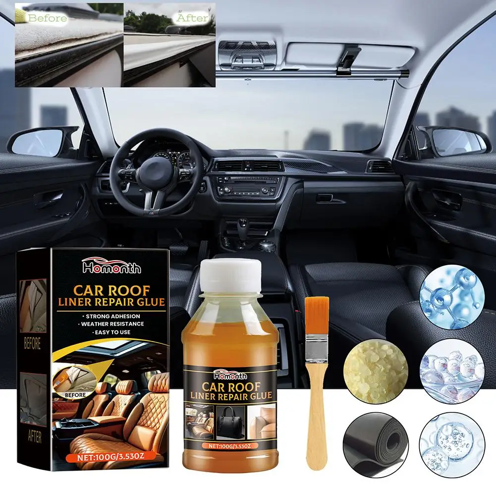100ml Instant Adhesive Bonding Glue Car Interior Roof Repair Polyester Repair Liner Cloth Inside Roof Leather Liquid Glue C U7X6 3