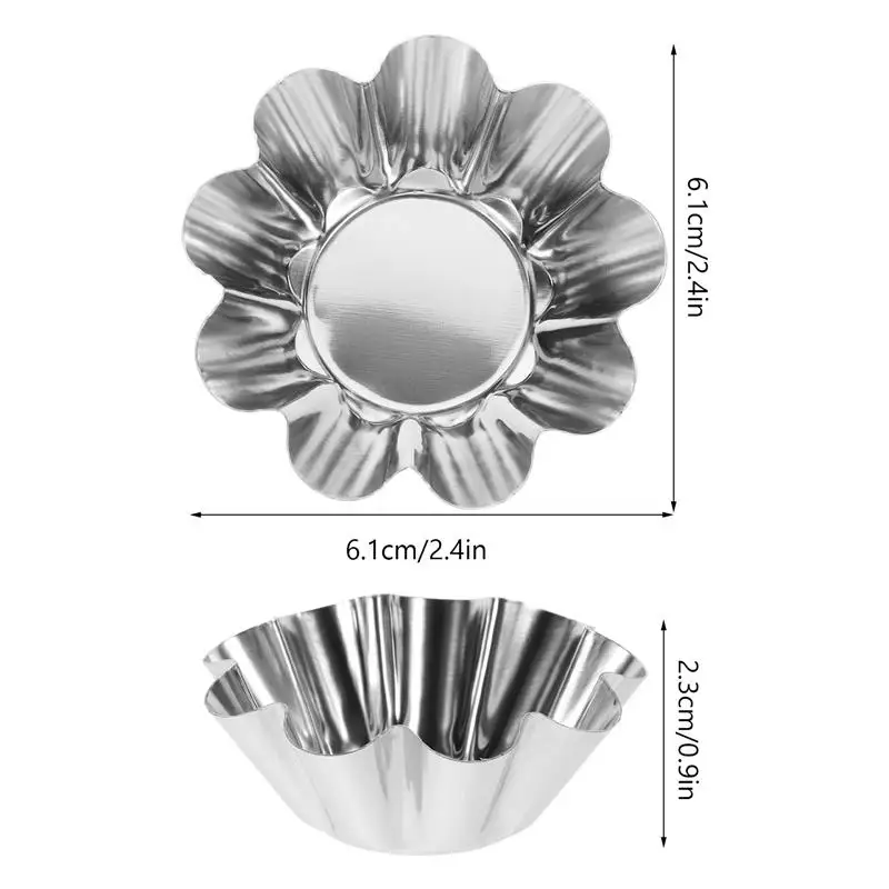 Nonstick Ripple Aluminum Alloy Egg Tart Mold 12pcs Flower Shape Reusable Cupcake and Muffin Baking Tartlets Pans Moulds Kitchen cake mold