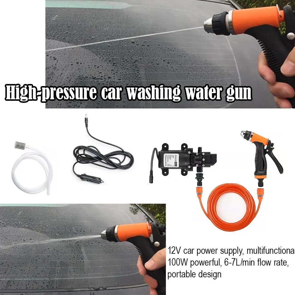 12v 휴대용 자동차 세탁기 100w 130psi 자동차 청소용 스프레이 건이 있는 고압 워터 펌프 자동차 디테일링 캠핑 Y9r0