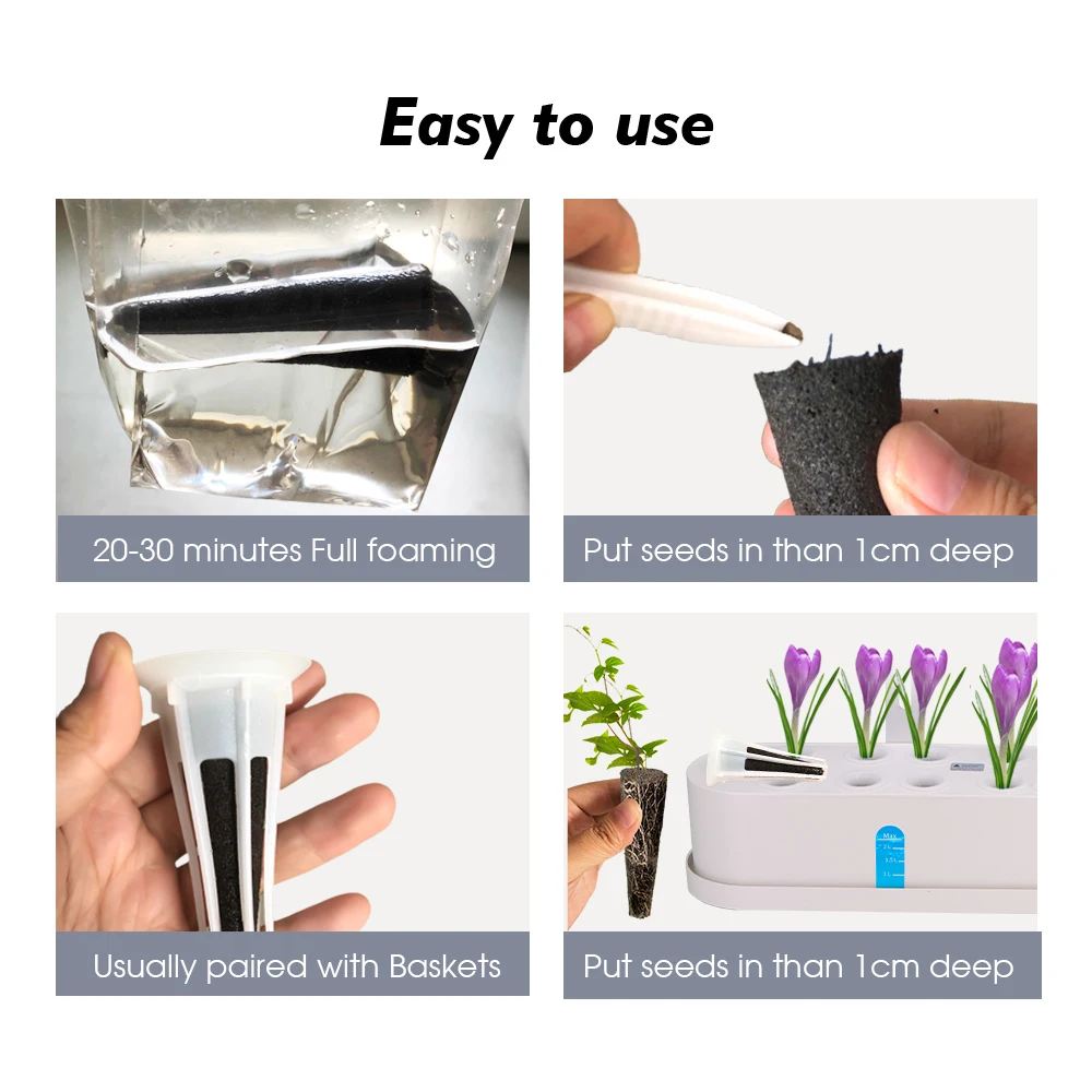 Hydroponic Grow Media Cubes Soilless Planting Substrate Garden Hydroponic Growing Sponges for Seed Starter Plants Germinate Transplant Nursery Block Soilless Cultivation Seedling Cup