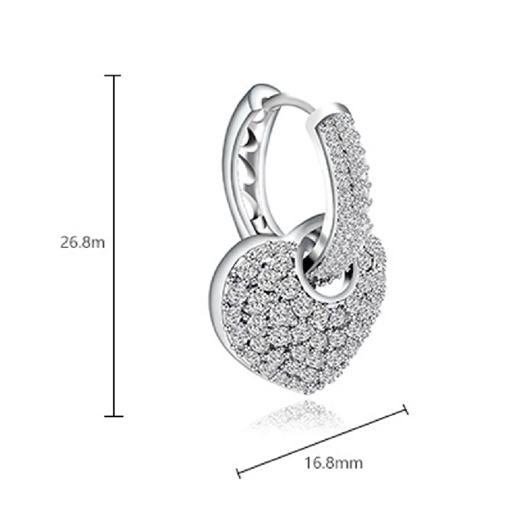 

Trendy jewelry love heart wedding Earrings jewelry for women AAA mirco paved zircon bridal earings ears free shipping