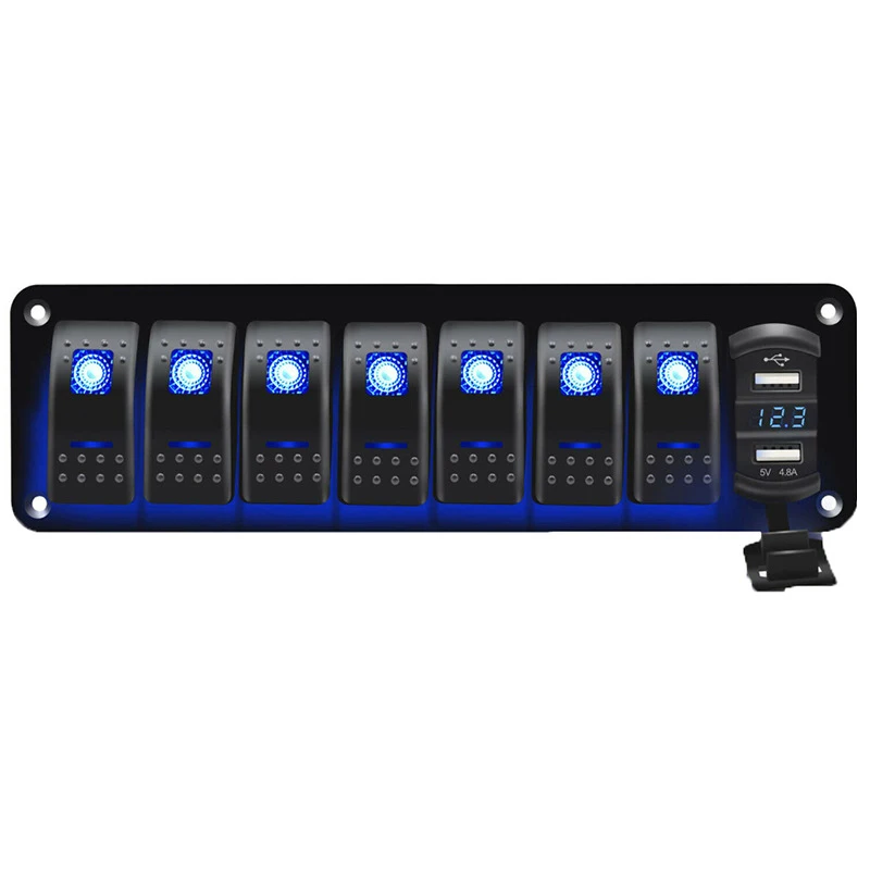 8-Gang-Rocker-Switch-Panel-Toggle-Dash-5-Pin-ON-Off-Pre-Wired-Rocker ...