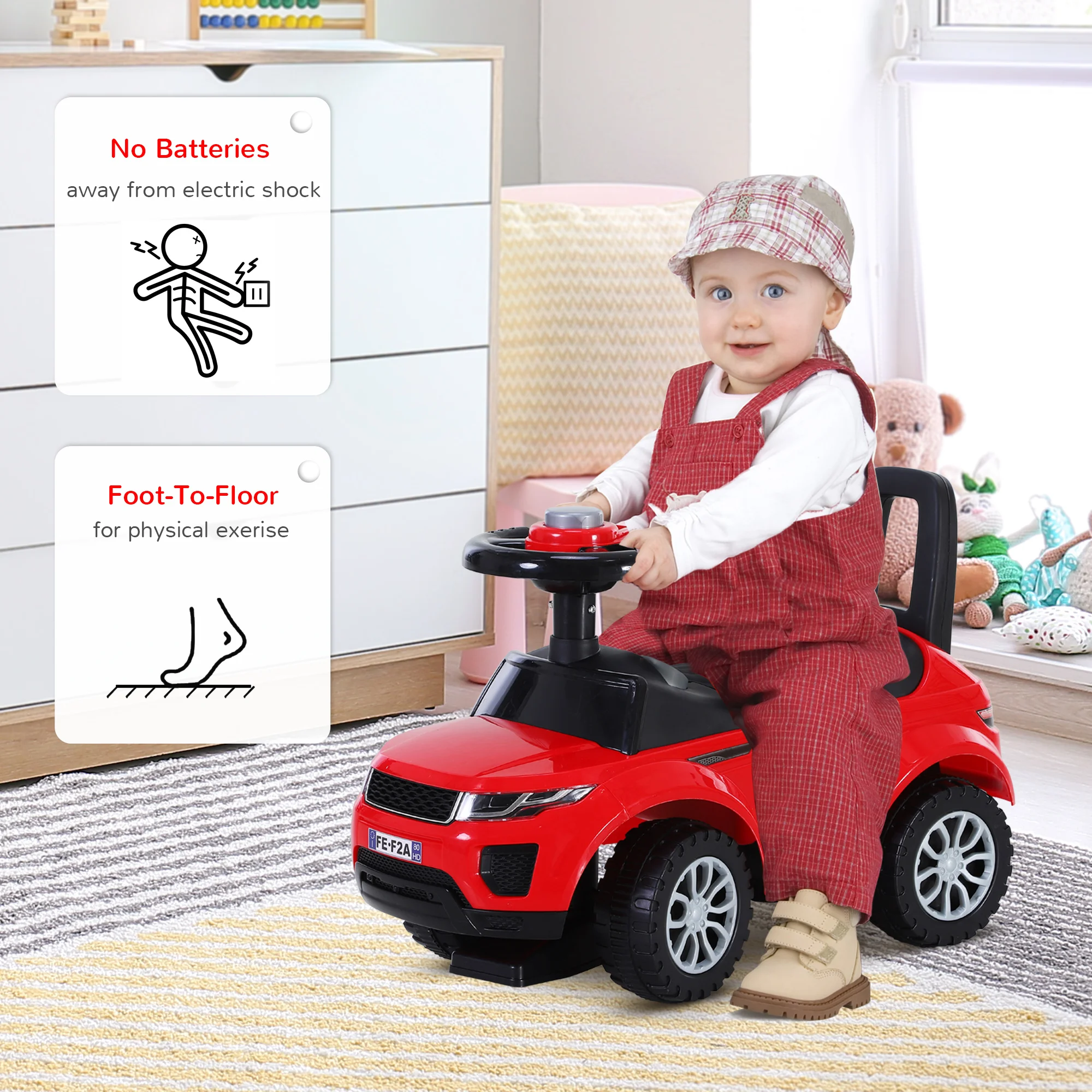 HOMCOM 3-in-1 Ride On Car Foot To Floor Slider Toddler w/ Horn Steering - Image 5
