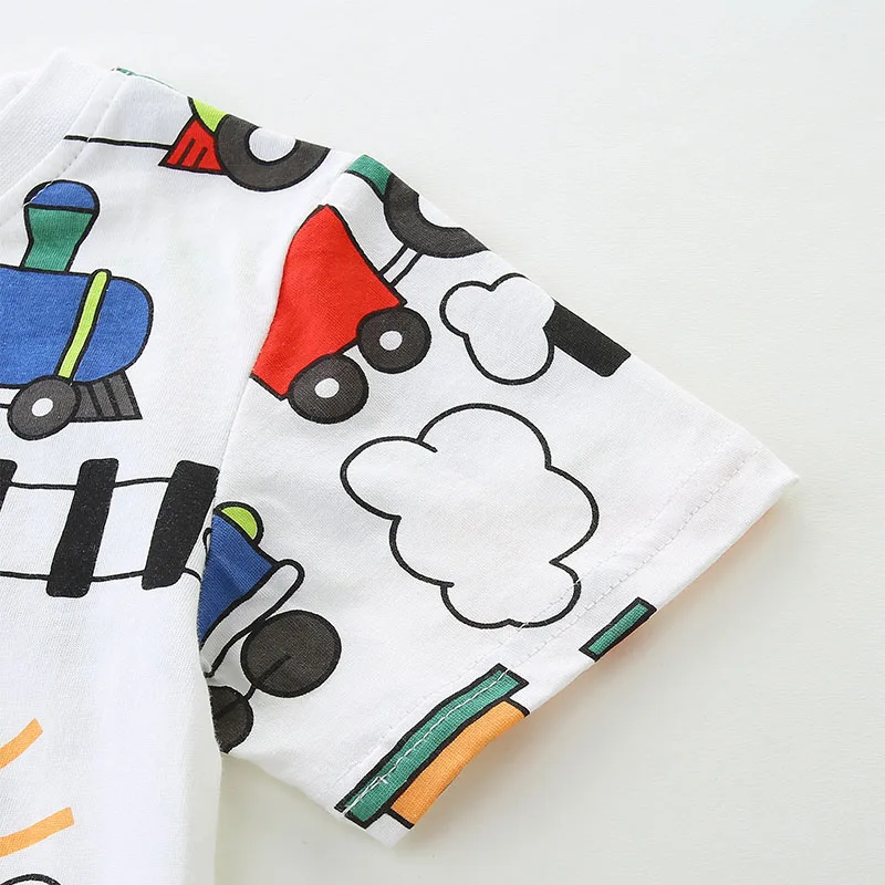 Little maven 2024 Baby Boys T-shirt New Cartoon Trains Cotton Tops Summer Chidlren Casual Kids Clothes tops 2-7Y Tees