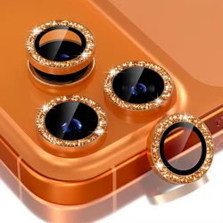 Diamond Metal Camera Lens Protector - Premium Protective Glass for 15ProMax(3Pcs) (Orange)