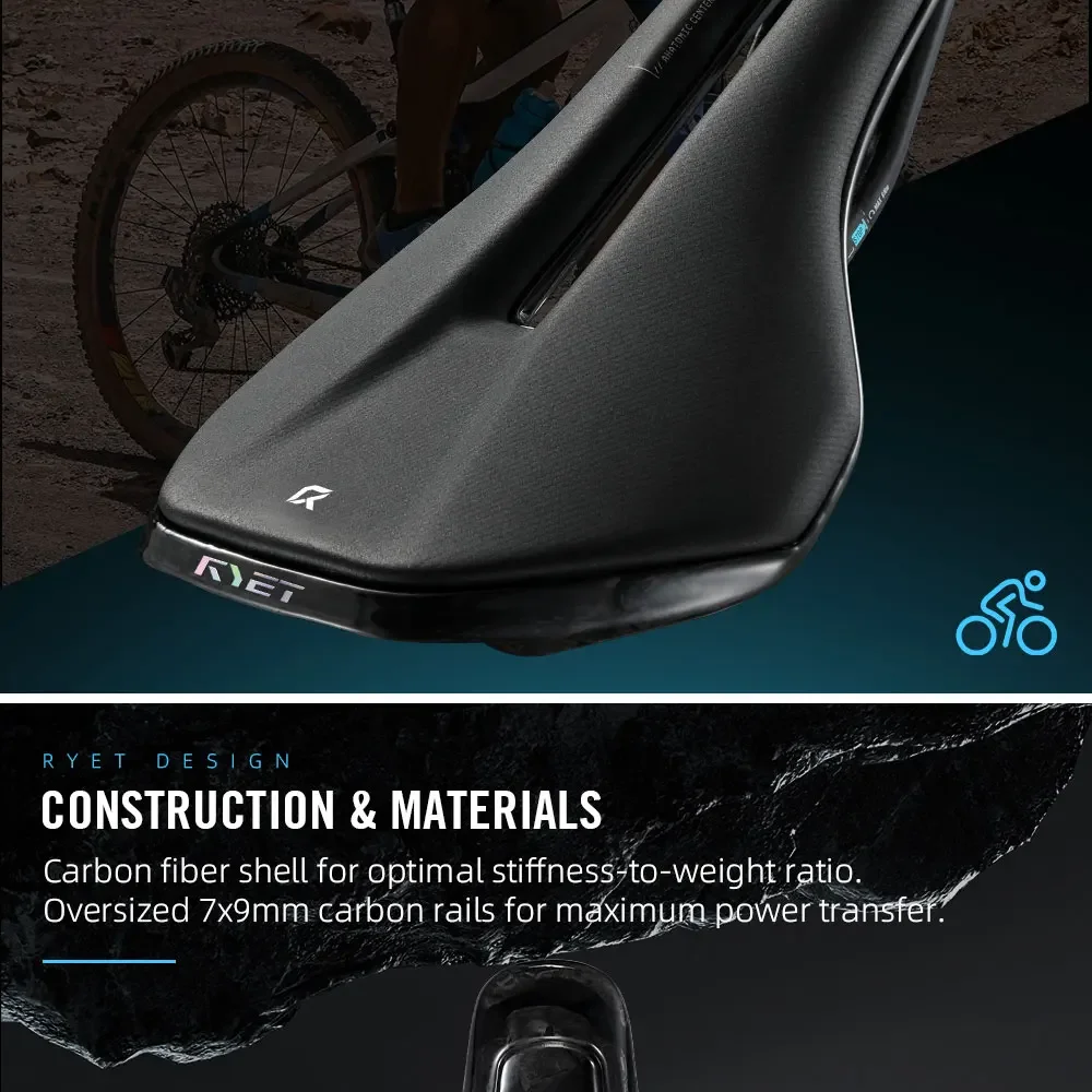 RYET Vollcarbon 3D-gedruckter Fahrradsattel Ultraleichter Fahrradsitz 245 x 140 mm Fahrradkissen für Rennrad MTB Gravel Racing Zubehör – Detail 12