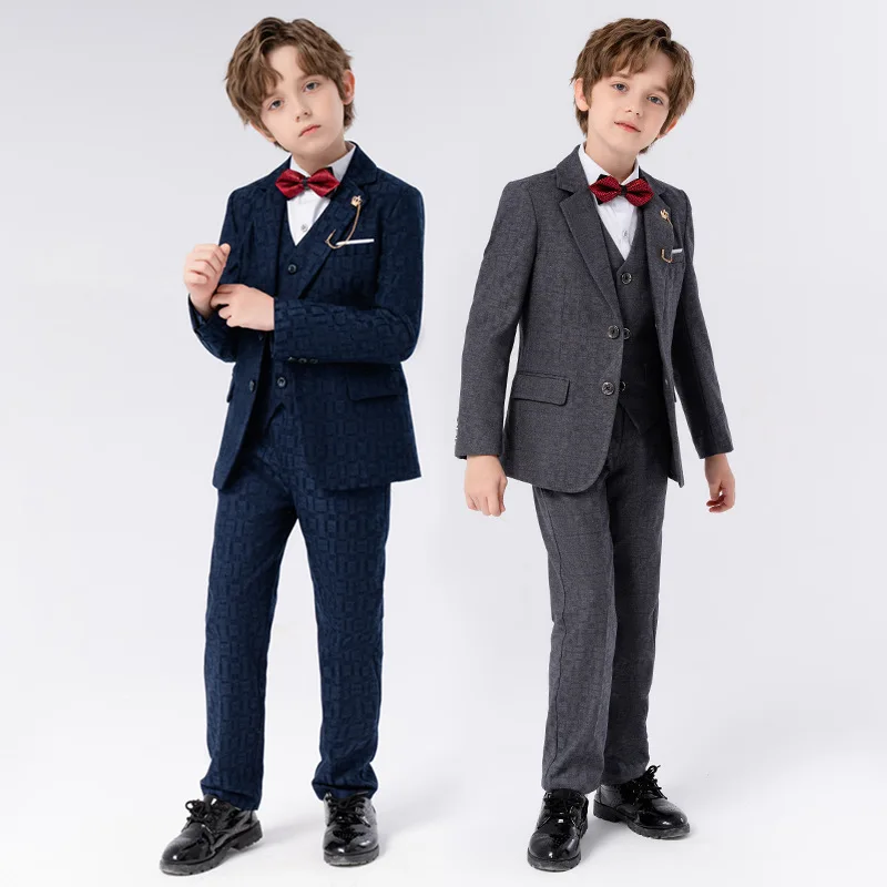 

Kids Plaid Suits Jacket Pants Teen Blazer Tuxedos Boys Formal Dress Children Wedding Party Gentlemen Clothes Sets 6 8 10 12 14 Y