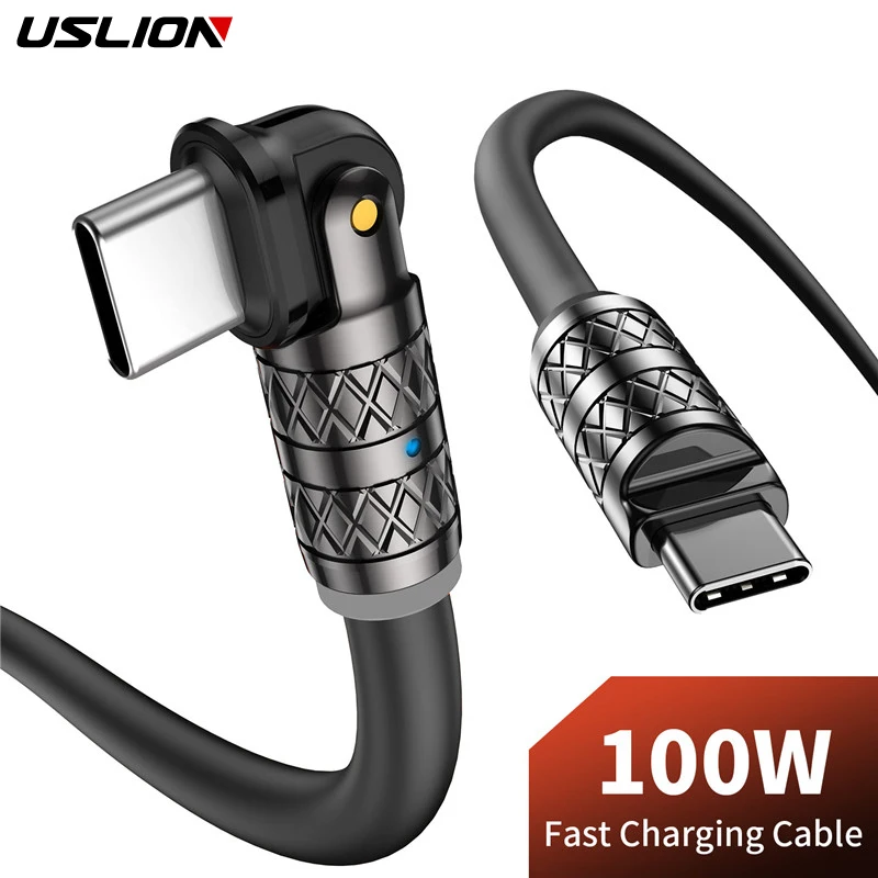 USLION-Cable USB tipo C de carga rápida para móvil, Cable de datos PD de 100W para iPhone 15 pro Max, Xiaomi POCO f5