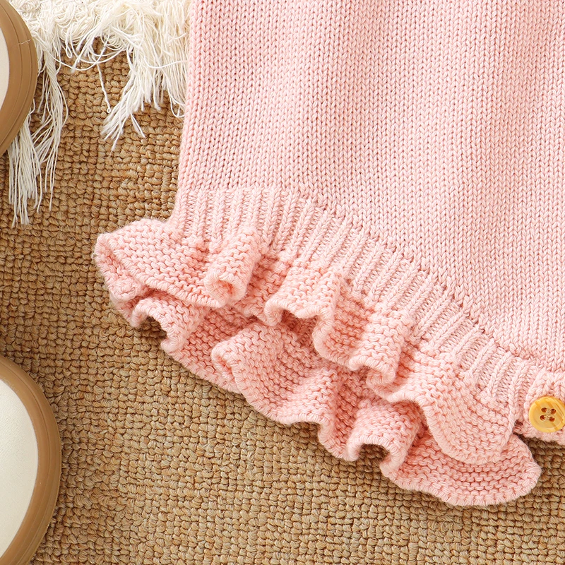 Body per Neonata 0-18 Mesi, Abbigliamento alla Moda con Volant Senza Maniche, Tutina in Maglia per Neonati, Pagliaccetto in Cotone per Bambini - immagine 5