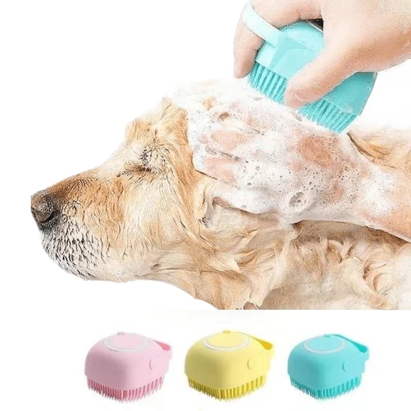 

Dog Shampoo Brush Cat Massage Comb Grooming Scrubber Brush for Bathing Short Hair Soft Silicone Rubber Brushes