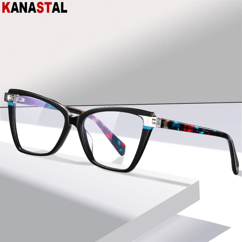 

Men Blue Light Blocking Glasses Women Acetate Fiber Fashion Alien Computer Eyewear Anti Rays Optics Myopia Eyeglasses Frame