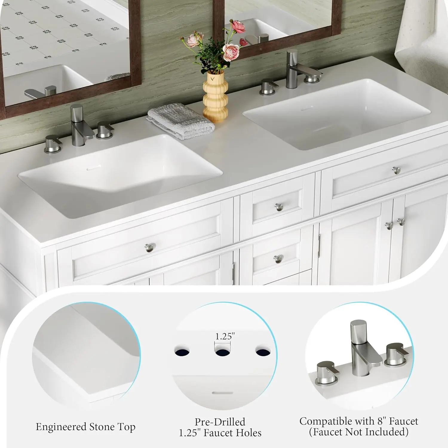 60" Solid Wood Vanity 6