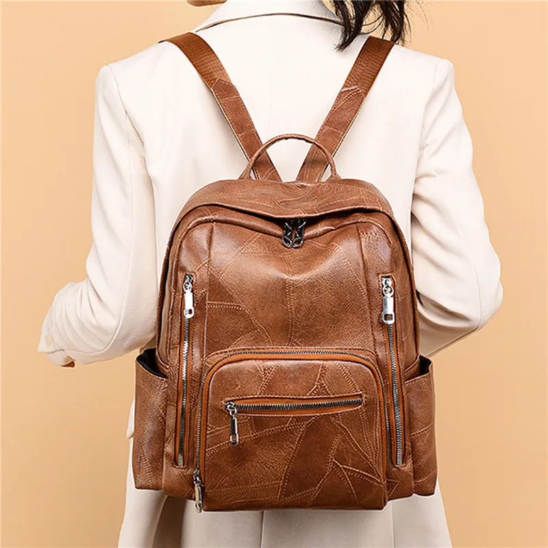 

Elegant Bagpack Women Leather Backpack High Quality Female Shoulder Bag Casual Backpack Purse School Bag For Teenager Girls 2023