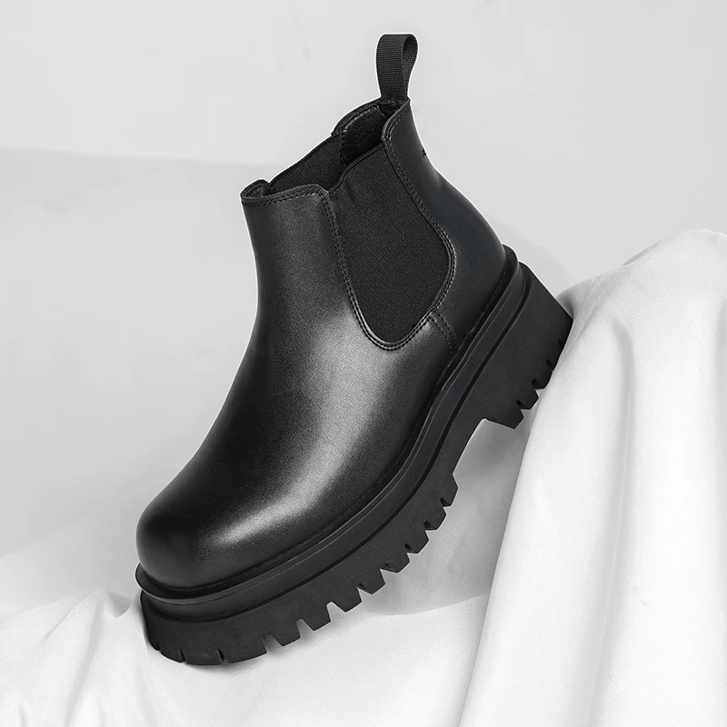 Men Boots Style Leather Shoes Italiano Leather Boots Platform Shoes For Men Fashion Short Plussize Chelsea #9011