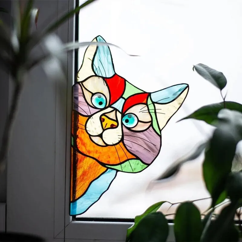 Glass Window Stickers Cat Peeping Self-adhesive Waterproof Moisture-proof For Bedroom Living Room Car Window Decoration