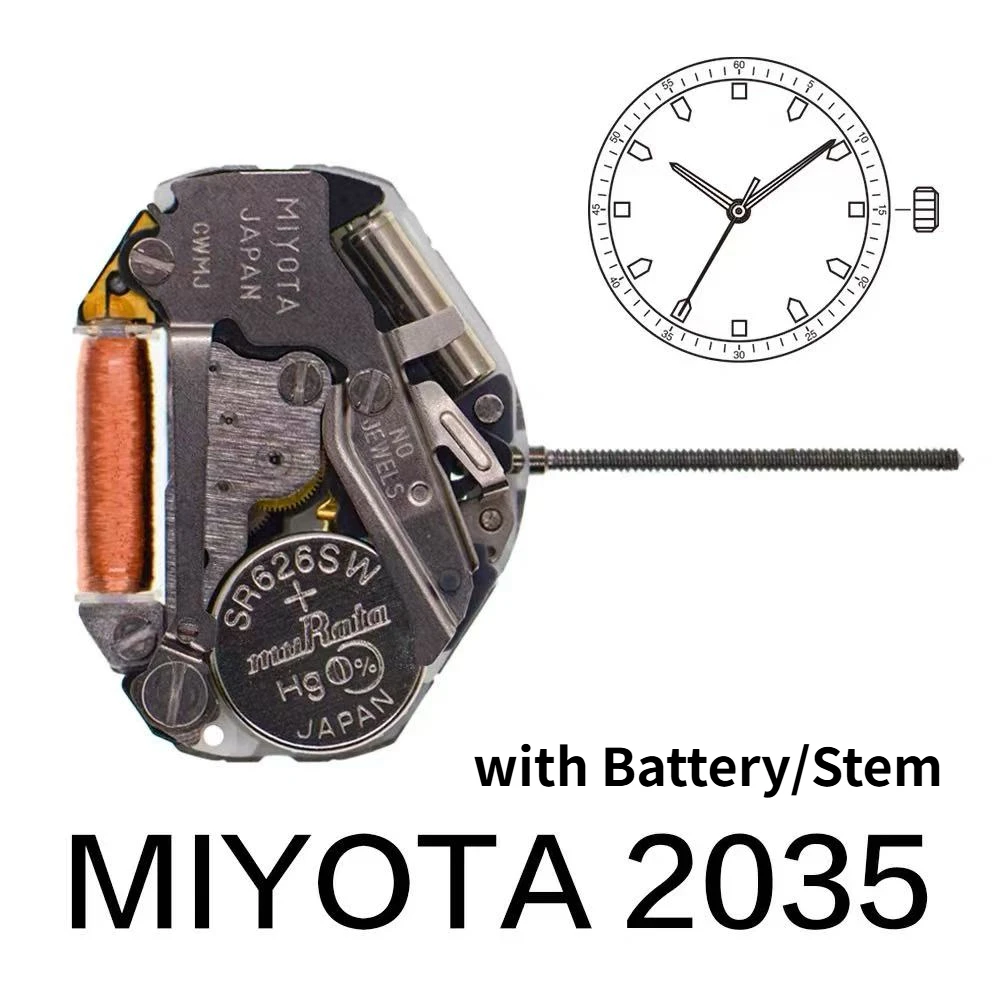 Miyota 2035 Import Quartz Movement with Battery/Stem Hand