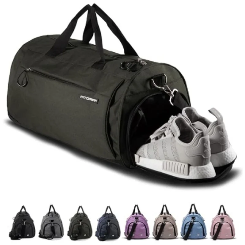 Fitness bag travel handbag single shoulder diagonal strap cylindrical yoga bag with shoes and wet compartment single shoulder ba