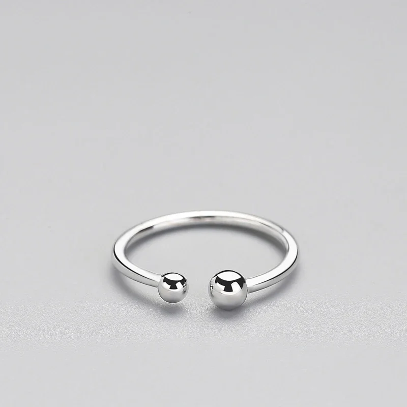Silver Ring SOFTPIG 925 Sterling Silver Beads Adjustable Ring for Women Party Accessories