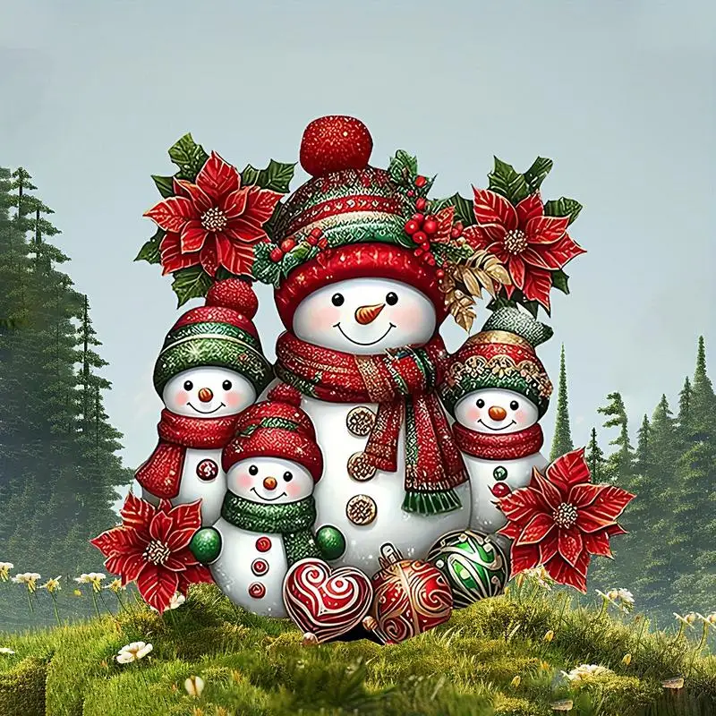Decorative Garden Stakes 2D Acrylic Snowman Garden Stakes Plug Hand-Painted Outdoor Decorative Tool For Patio Lawn Porch