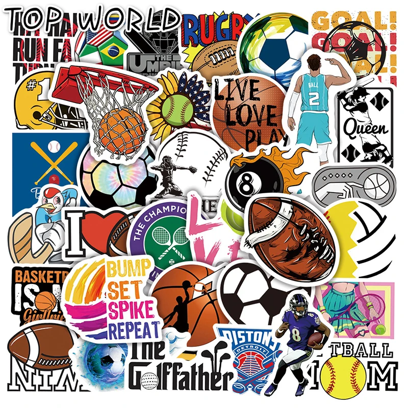 10/50Pcs/set Cartoon Ball Games Sports Graffiti Stickers For Luggage Laptop DIY Phone Case Helmet Skateboard Kids Gift Mobile
