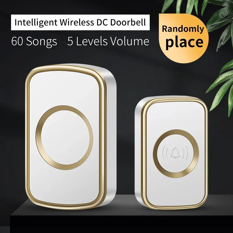 Wireless Doorbell Home DC Battery-Operated Waterproof Intelligent 300 Meter Remote Control 60 Ringtones Outdoor Call Bell