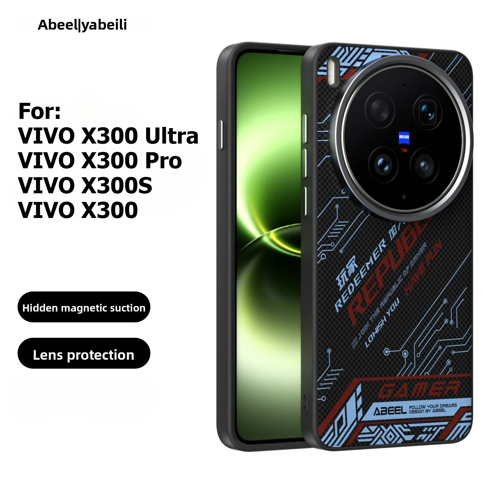 Enhanced Product Title:  
Premium Magnetic Lens Protective Case with Wireless Charging Compatibility - Anti-Fall Design, Large Hole PC Cover