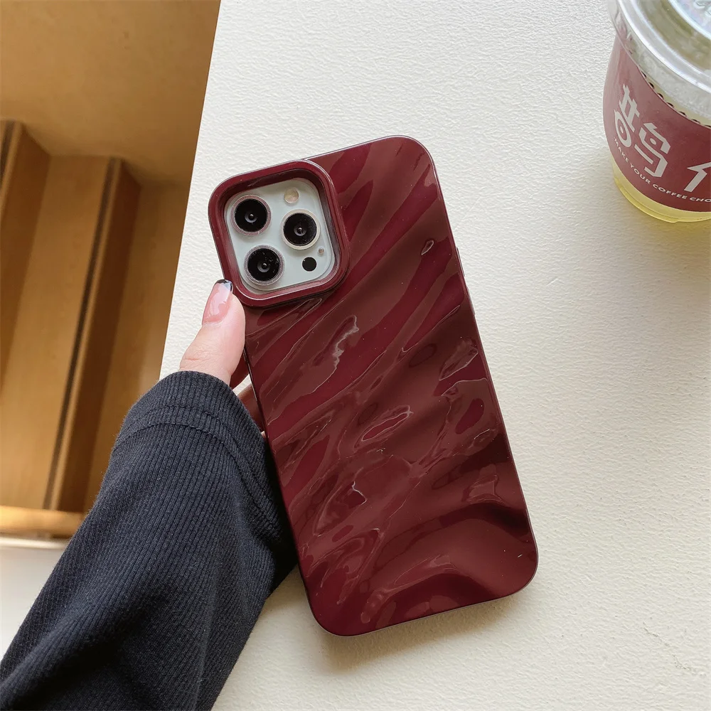 Glossy Solid Color Water Ripple 3D Wave Case