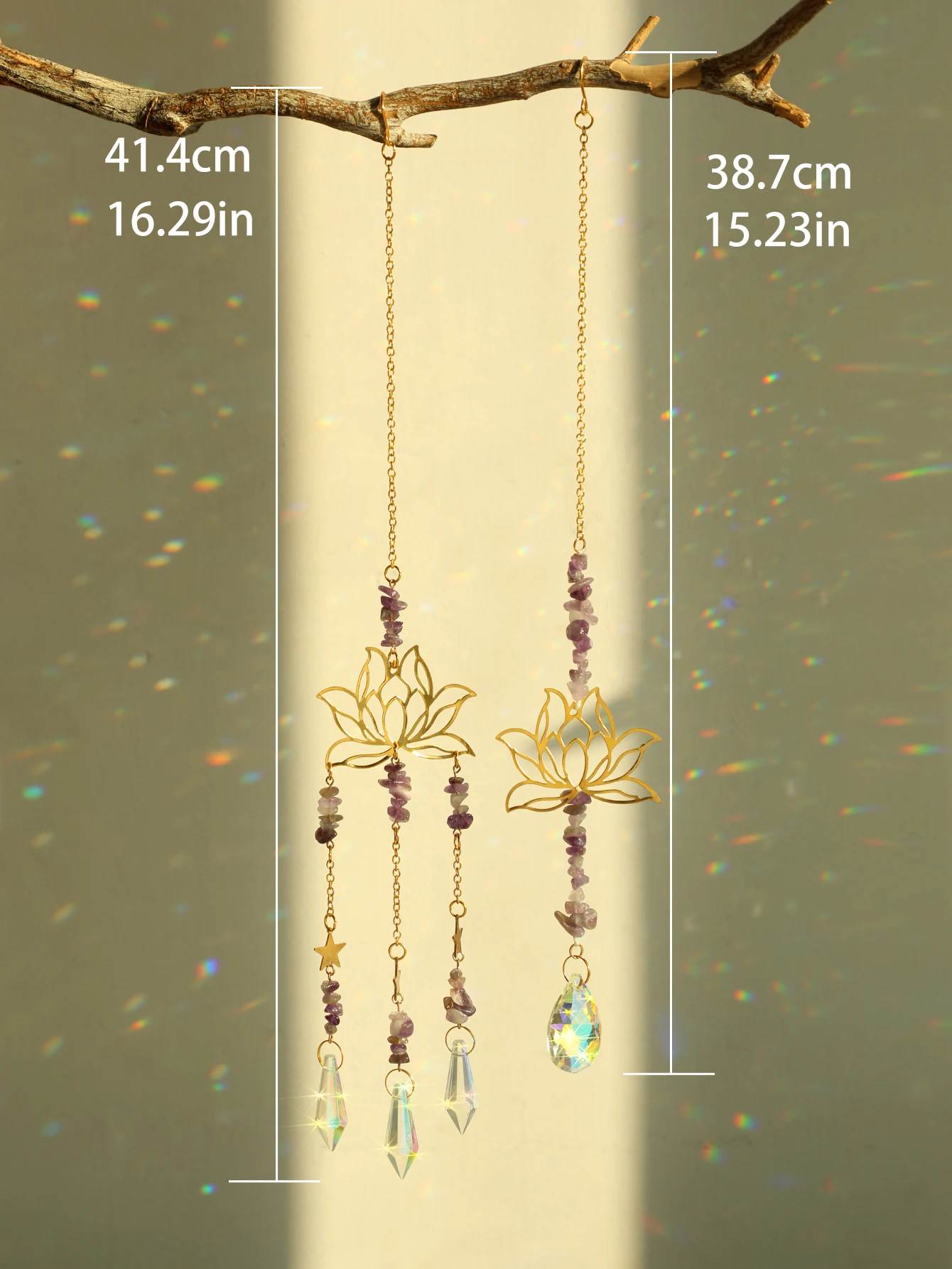 Sun Catcher Sun Catchers 2 Pcs Crystal Lotus Hanging Decor Rainbow Maker Stained Glass Garden Outdoor Decors