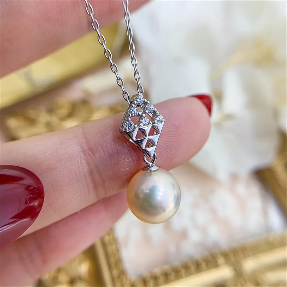 

DIY Pearl Accessories S925 Sterling Silver Pendant Empty Fashion Jade Necklace Pendant Fit 8-11mm Oval Beads D178