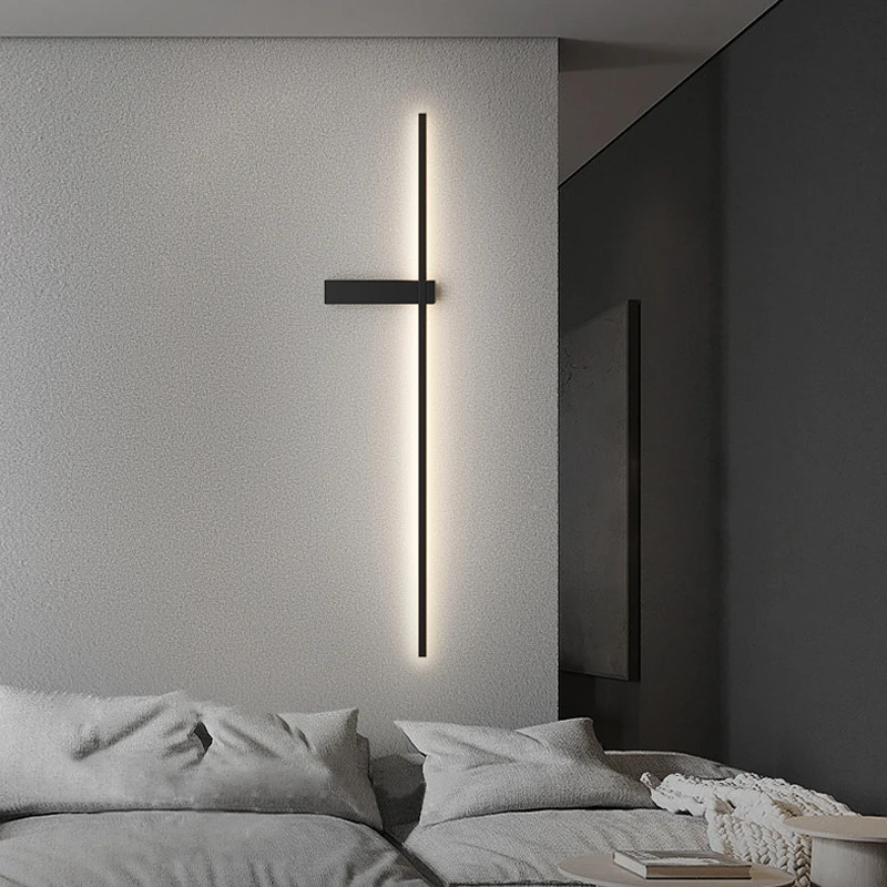 

Nordic minimalist long bedside lamp decoration Modern simple bedroom wall lamp 2022 new living room TV background wall lamp