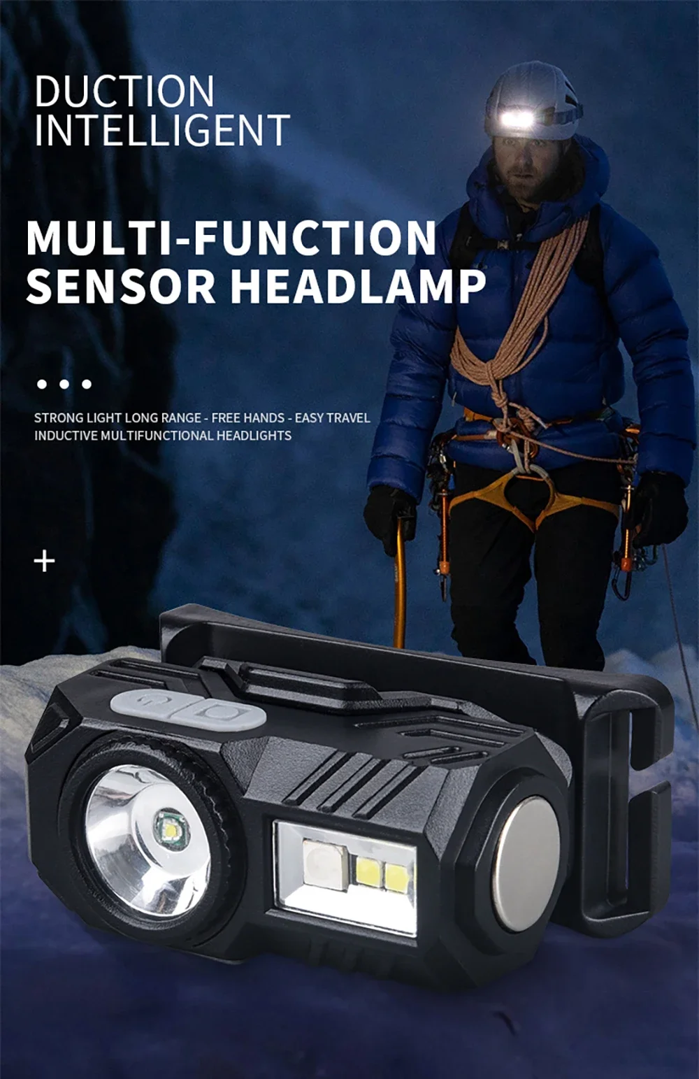 Description Picture 2 of itemMini LED Headlamp Motion Sensor Camping Fishing Lantern USB Rechargeable Headlight with Magnet Warning Lamp Cap Clip Lights