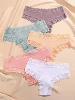 5 pièces/ensemble femmes coton culottes dentelle florale sous-vêtements intimes à la mode Patchwork dentelle slips femme doux caleçons Lingerie S-XL 5